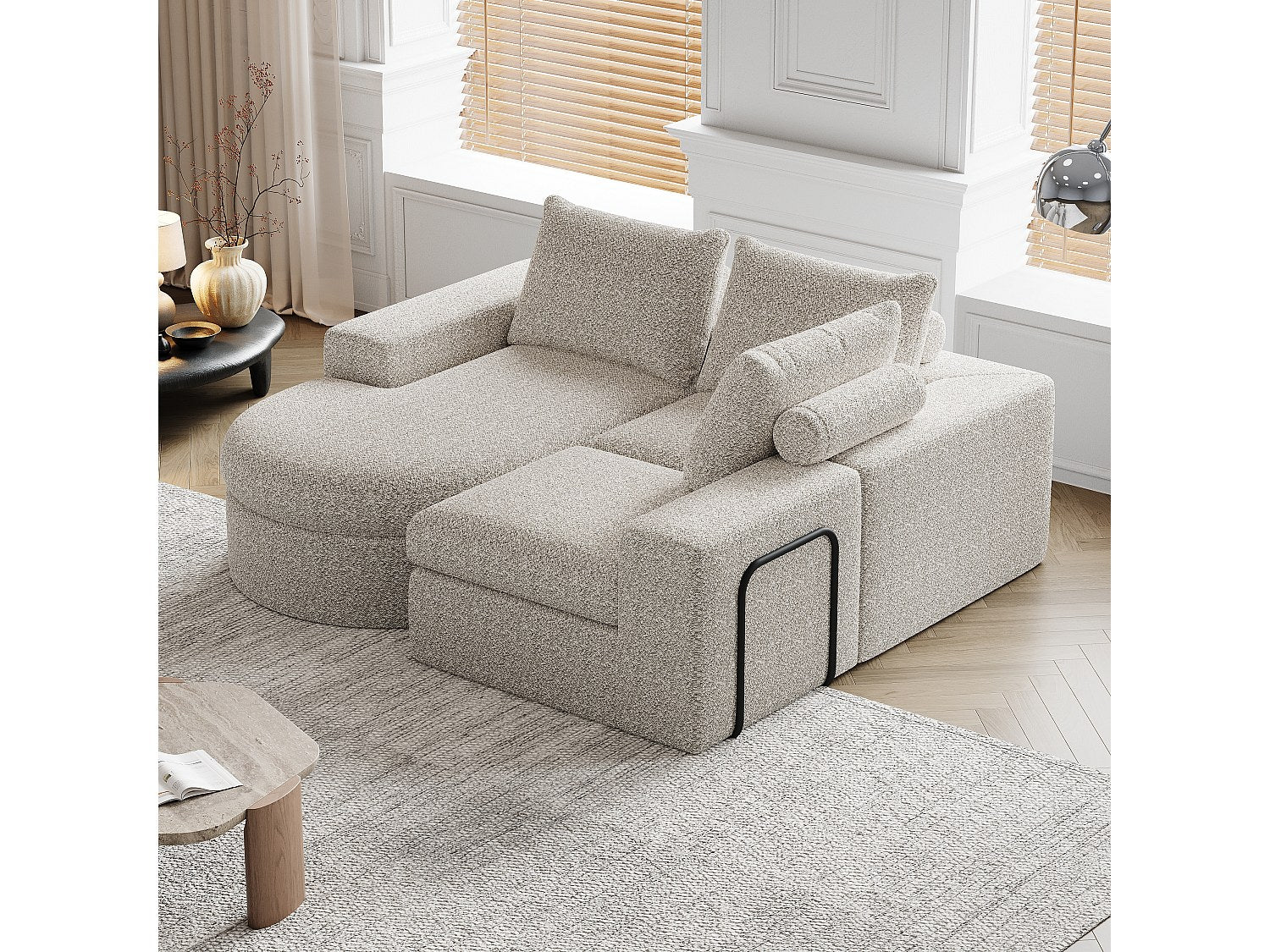 Canapé modulable beige tissu