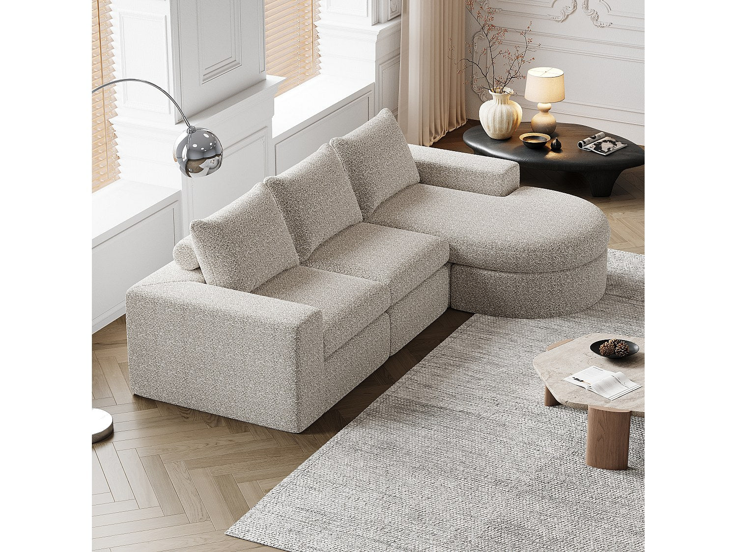 Canapé modulable beige tissu
