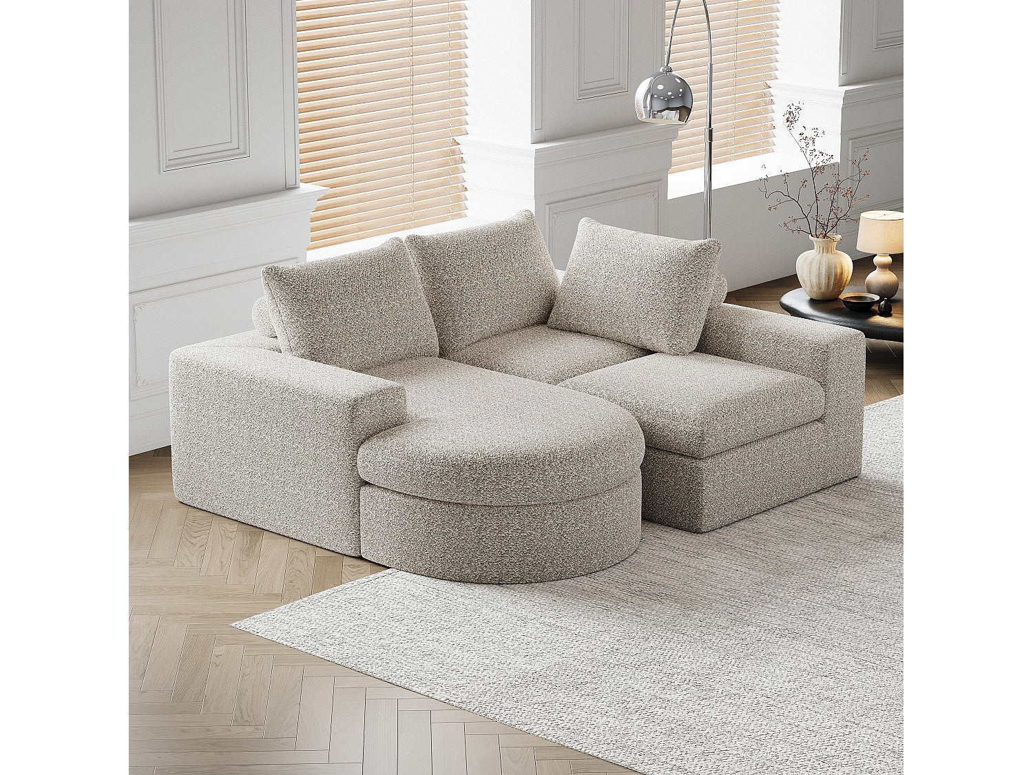 Canapé modulable beige tissu