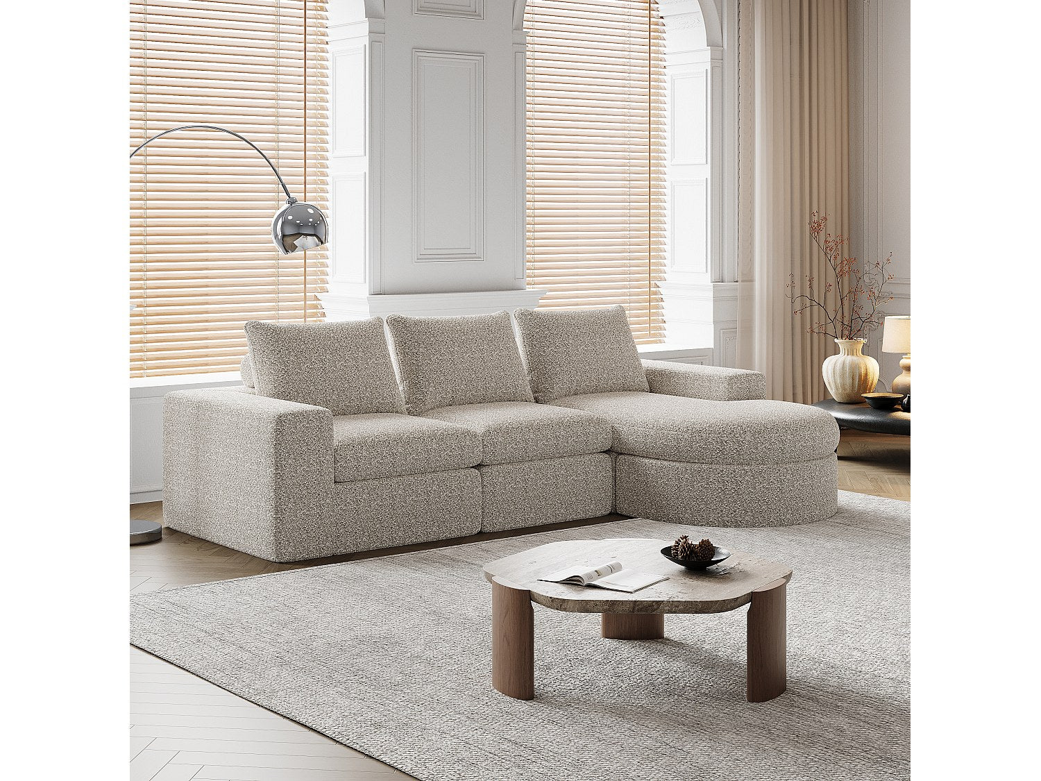 Canapé modulable beige tissu