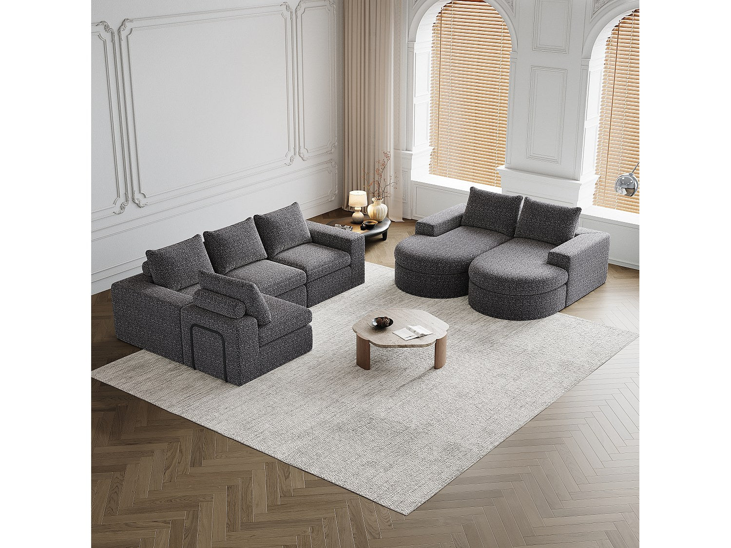 Canapé modulable gris tissu