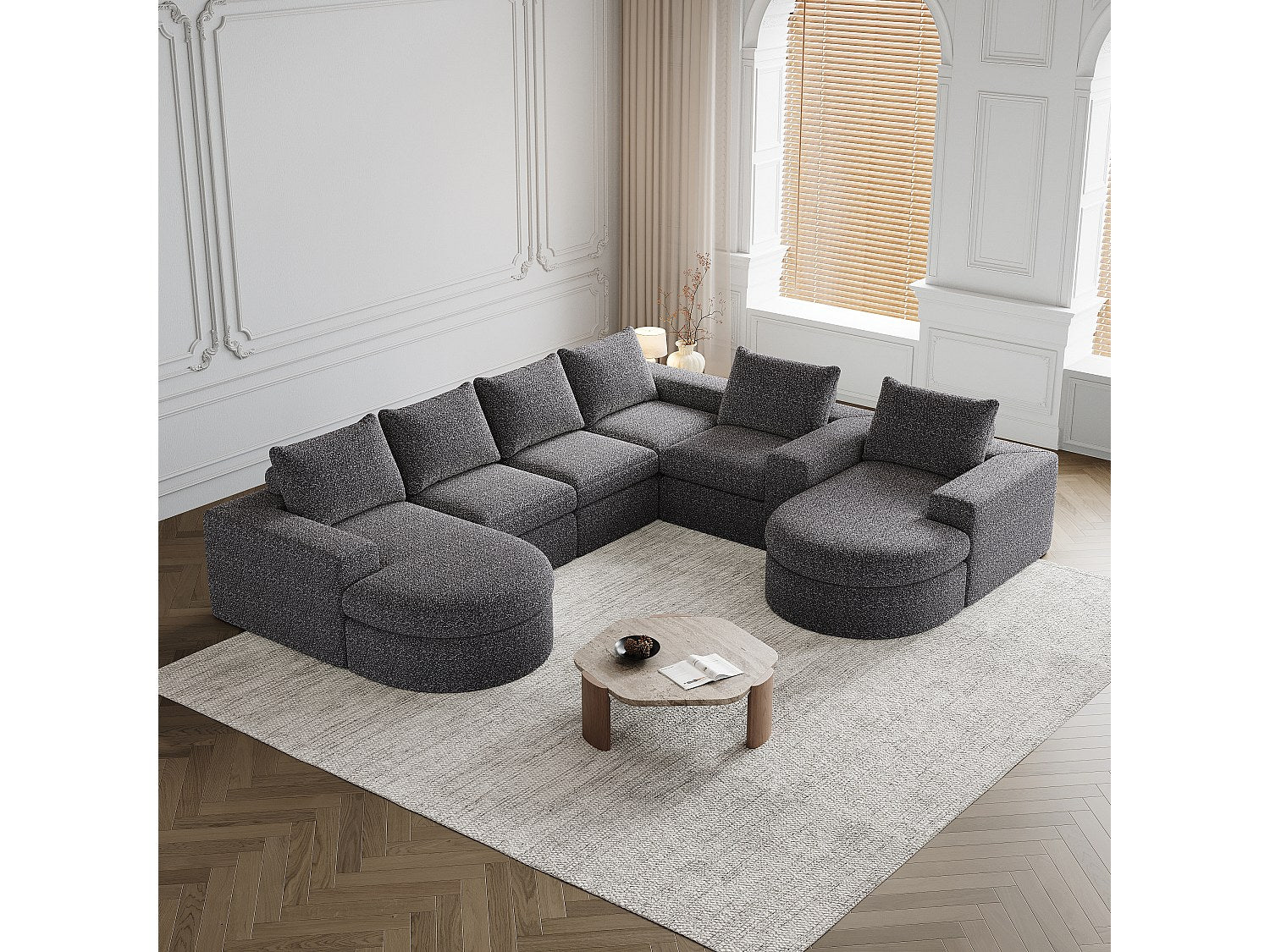 Canapé modulable gris tissu