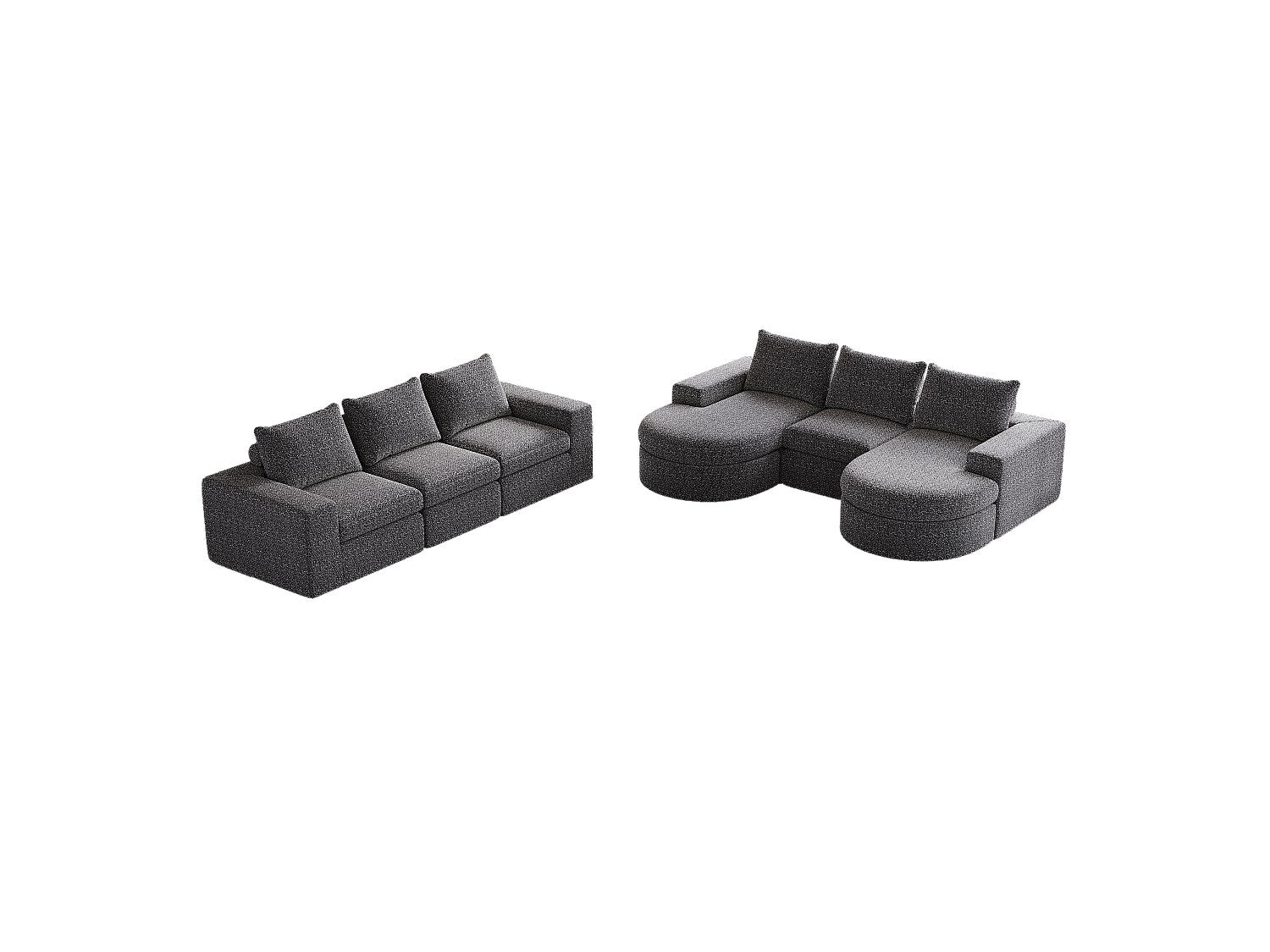 Canapé modulable gris tissu