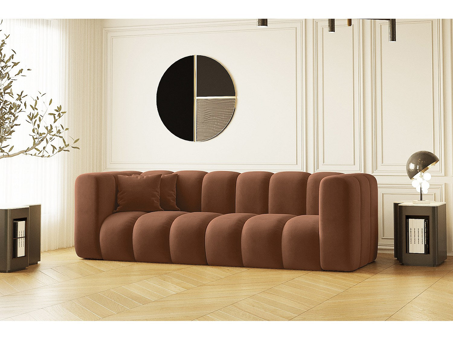 Canapé modulable marron tissu