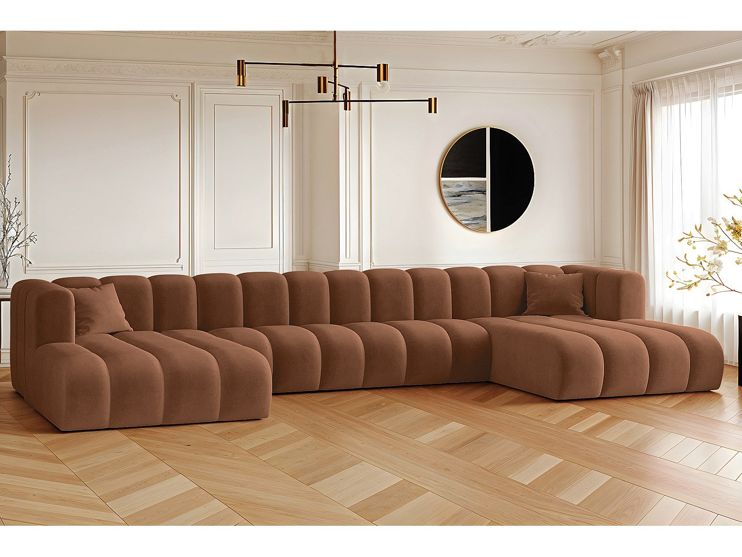 Canapé modulable marron tissu