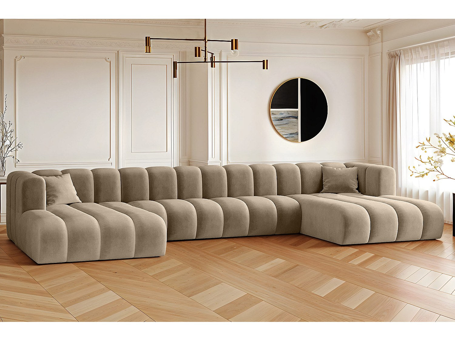 Canapé modulable marron tissu