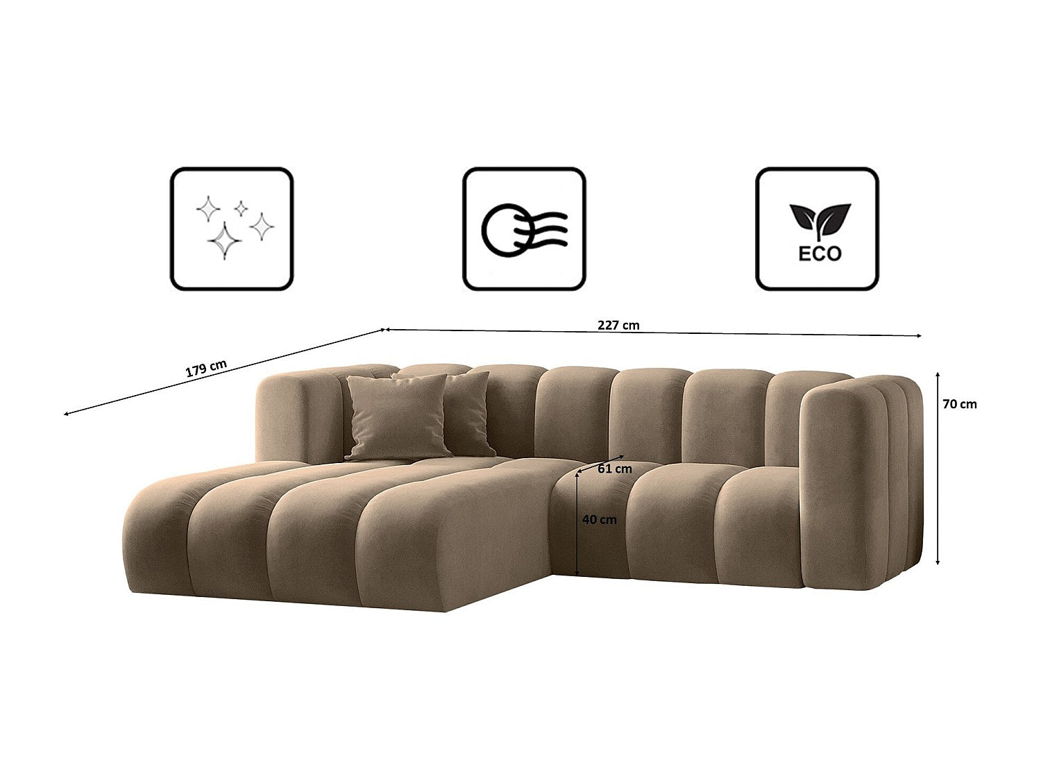 Canapé modulable marron tissu