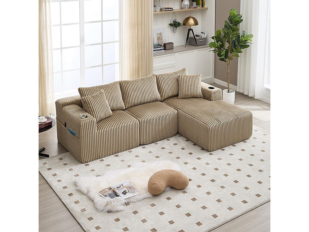 Canapé modulable 2 places beige velours