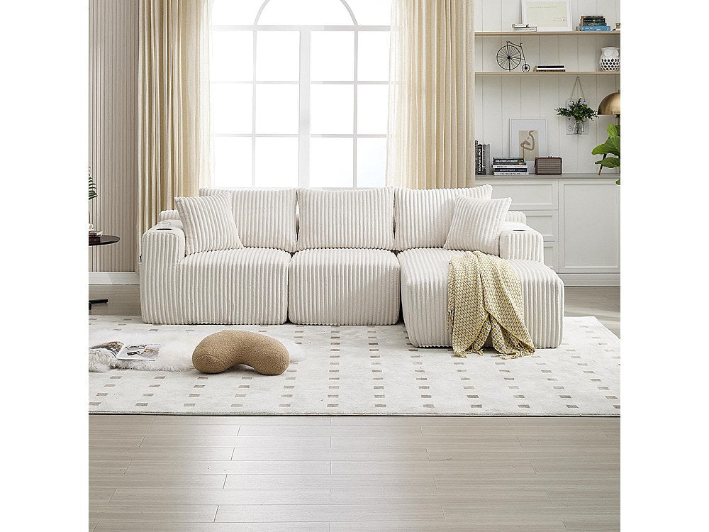 Canapé modulable 2 places beige velours