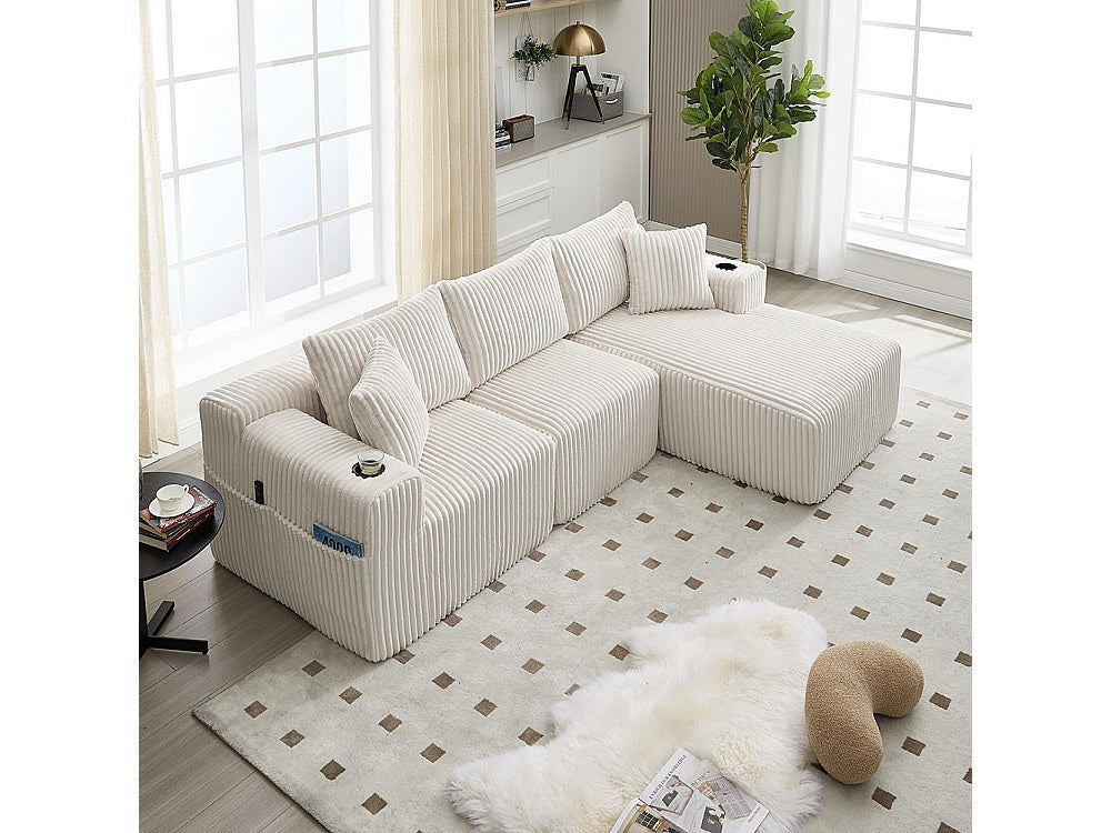 Canapé modulable 2 places beige velours