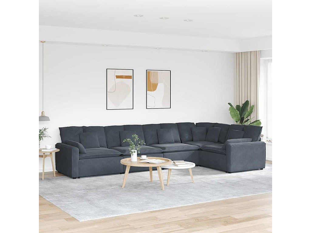Canapé modulable gris velours