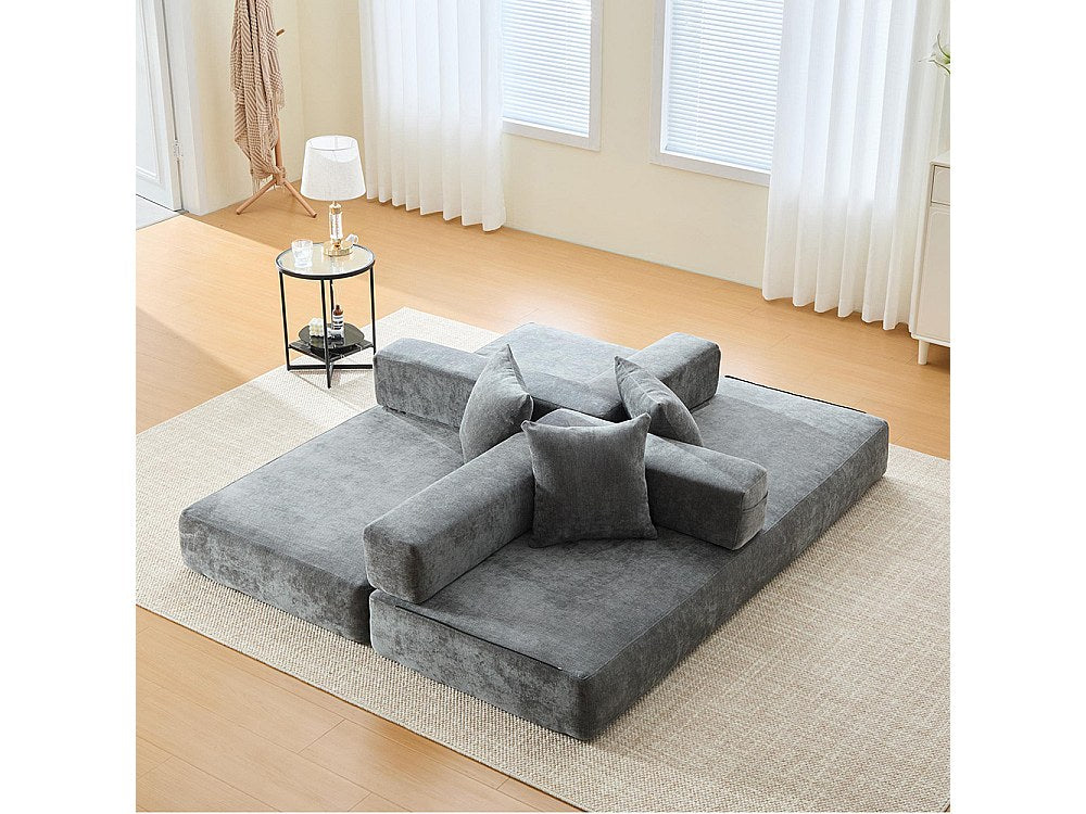Canapé modulable gris tissu