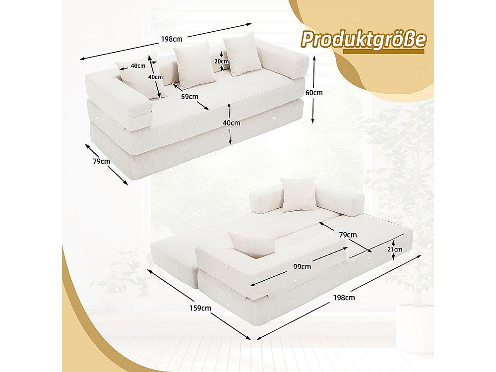 Canapé modulable beige tissu