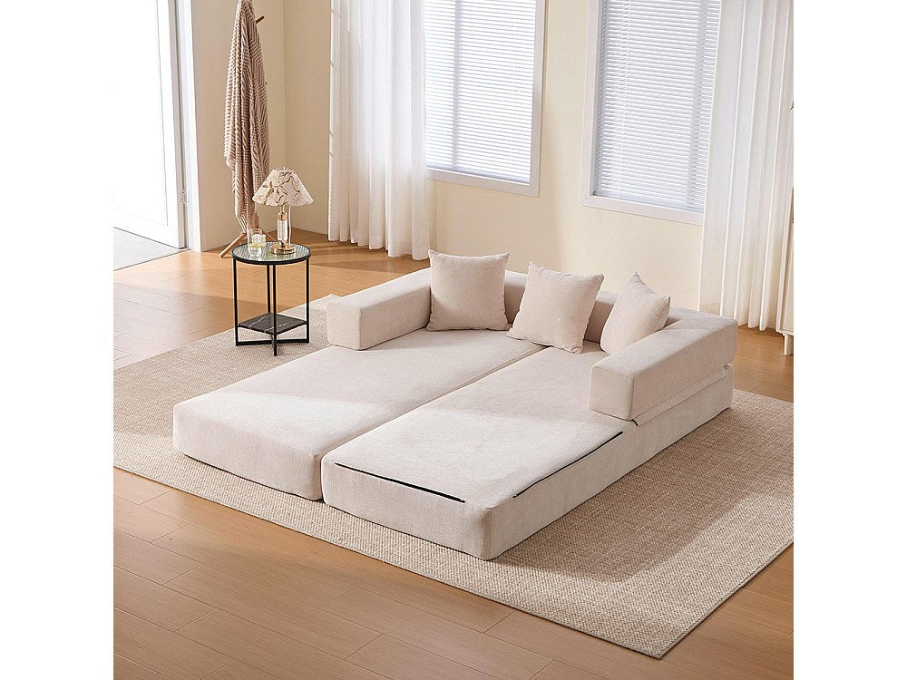 Canapé modulable beige tissu