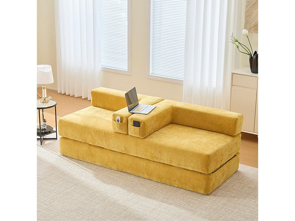 Canapé modulable jaune tissu