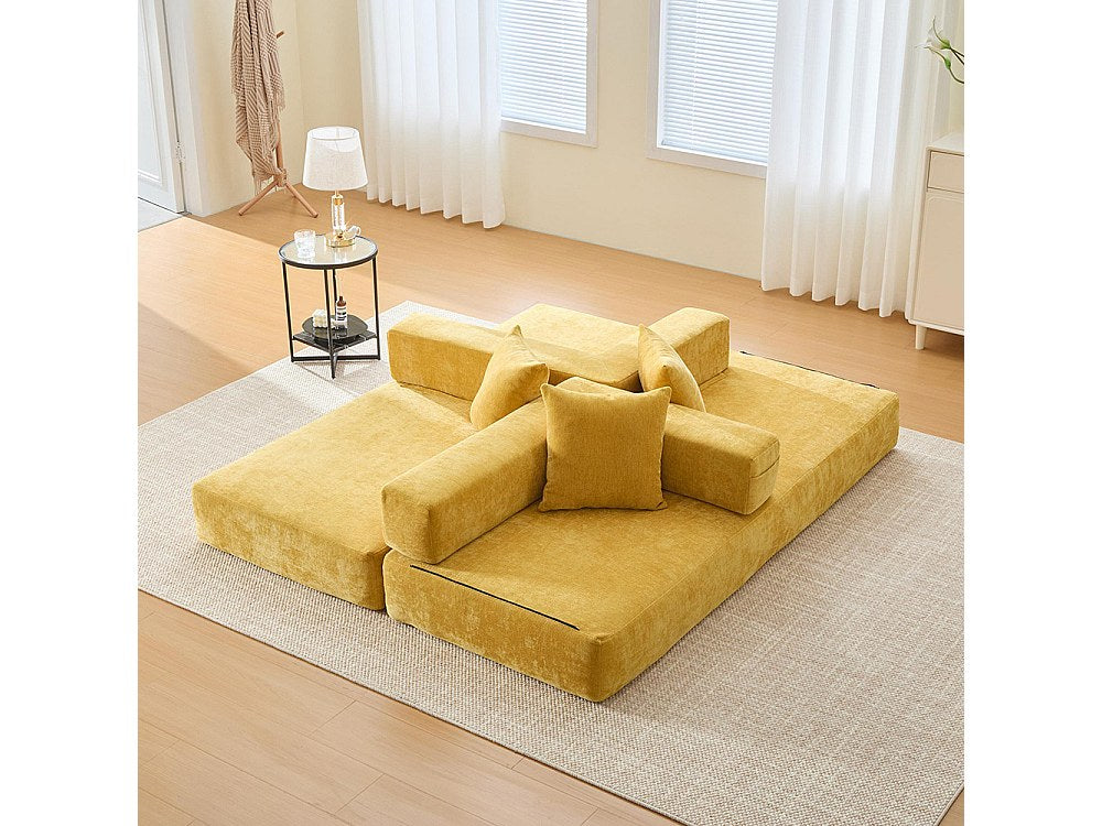 Canapé modulable jaune tissu