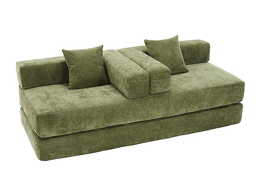 Canapé modulable vert tissu