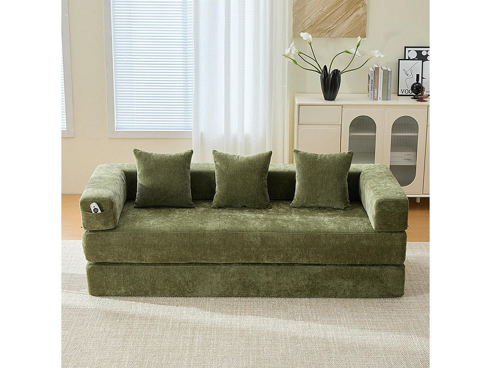 Canapé modulable vert tissu