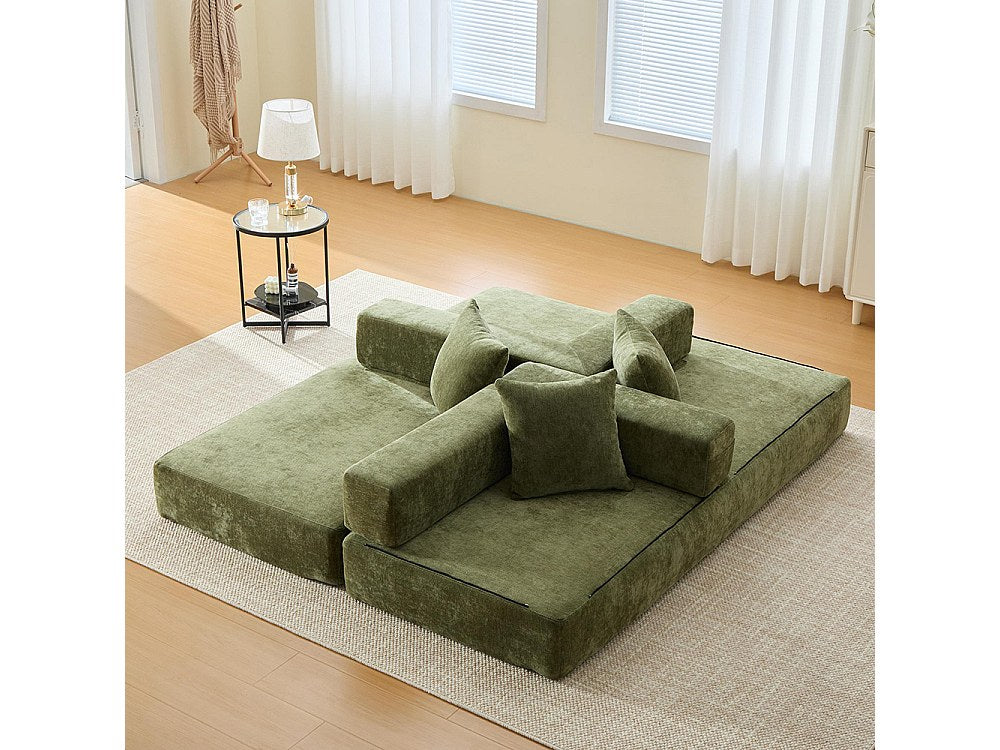 Canapé modulable vert tissu