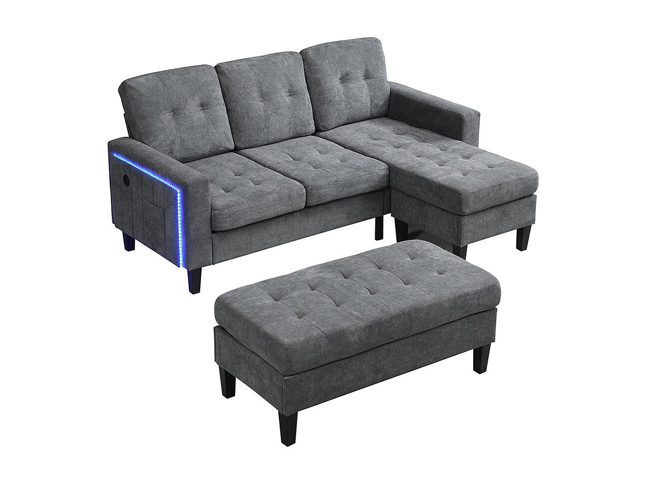 Canapé modulable convertible gris
