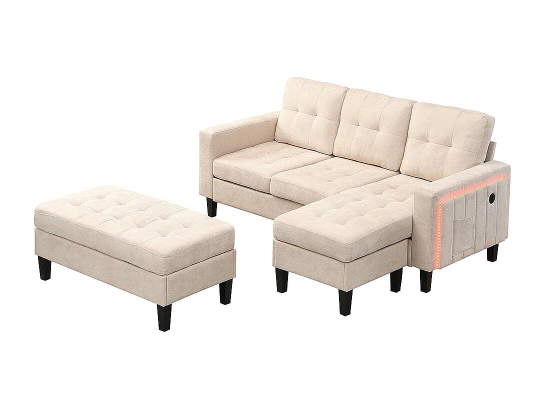 Canapé modulable convertible beige
