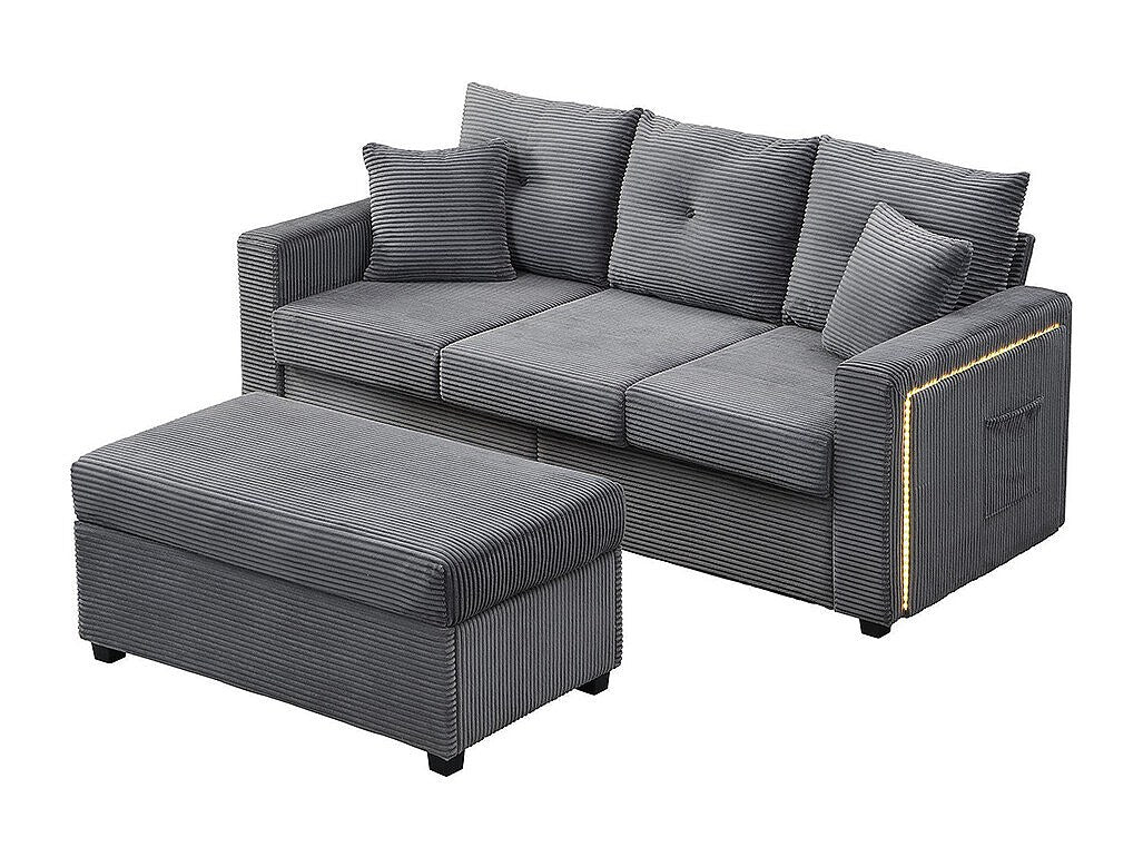 Pouf pour canapé modulable 3 places gris