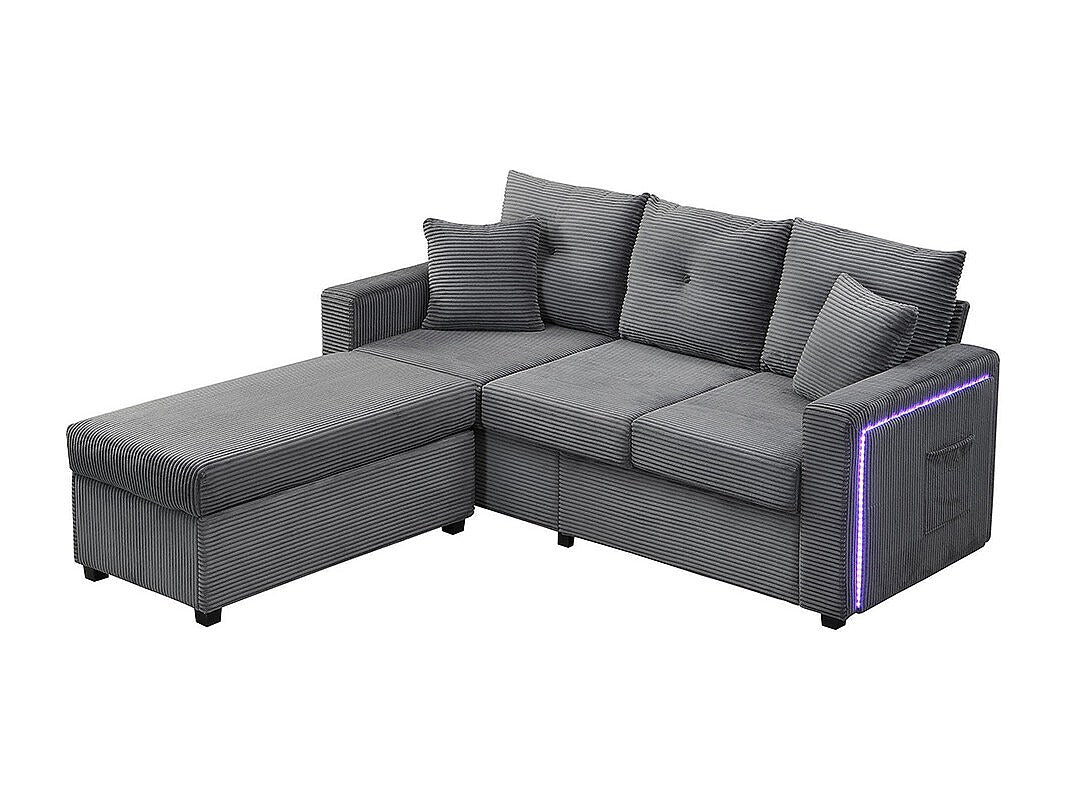 Pouf pour canapé modulable 3 places gris