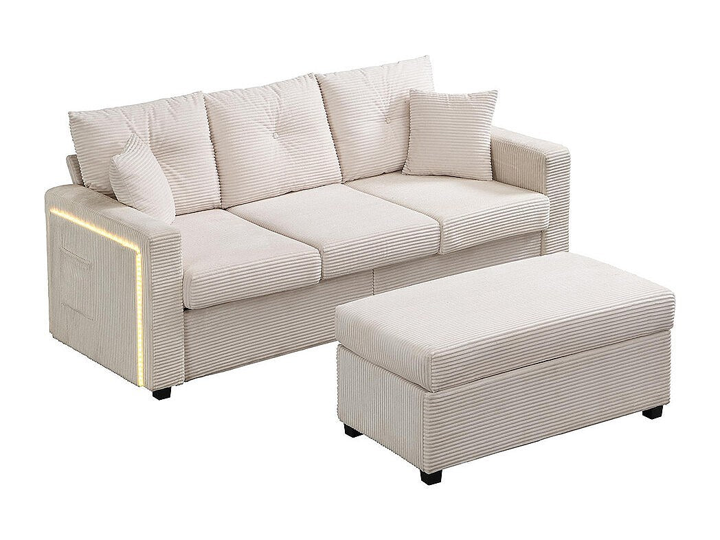 Pouf pour canapé modulable 3 places beige