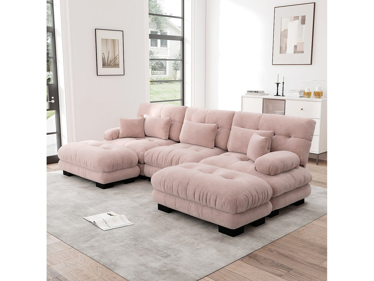 Canapé modulable convertible rose tissu
