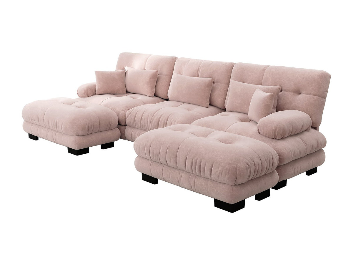 Canapé modulable convertible rose tissu