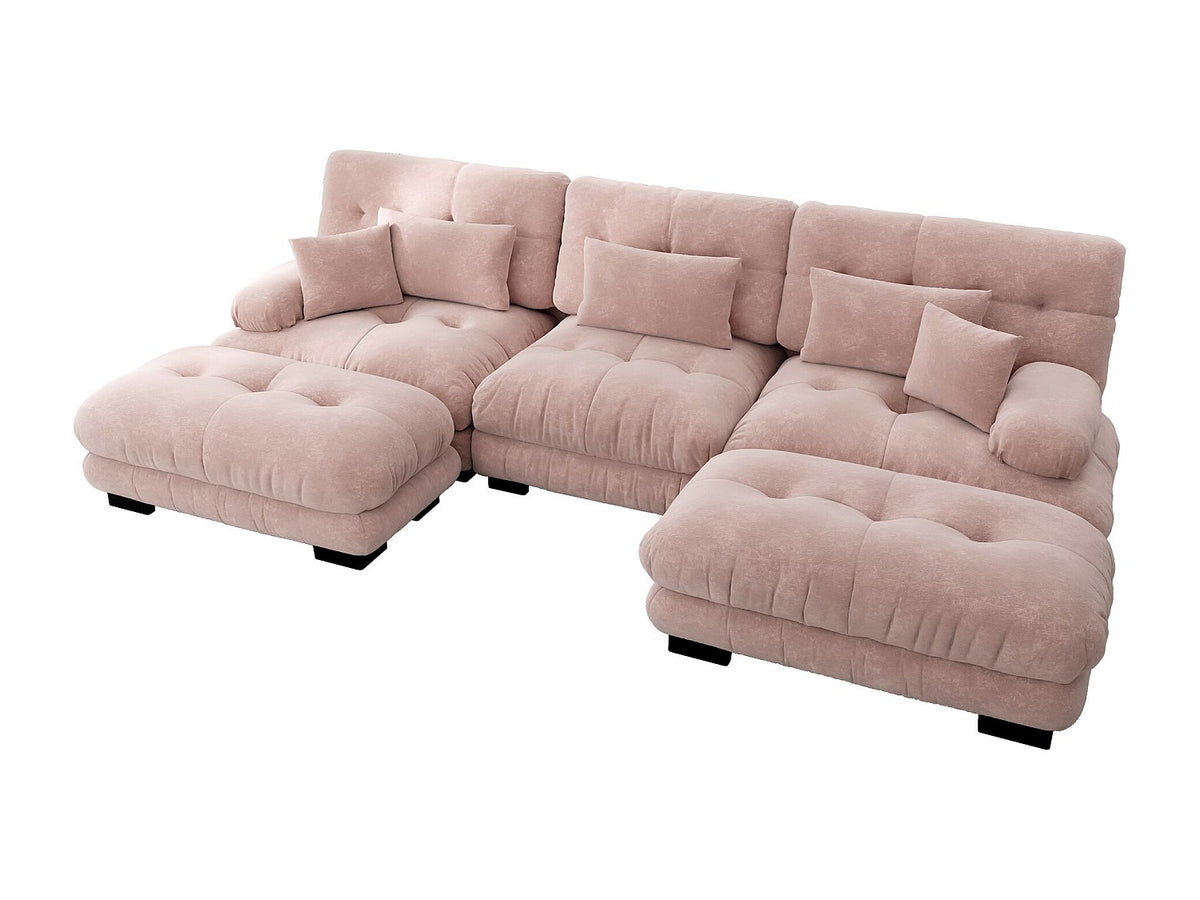 Canapé modulable convertible rose tissu