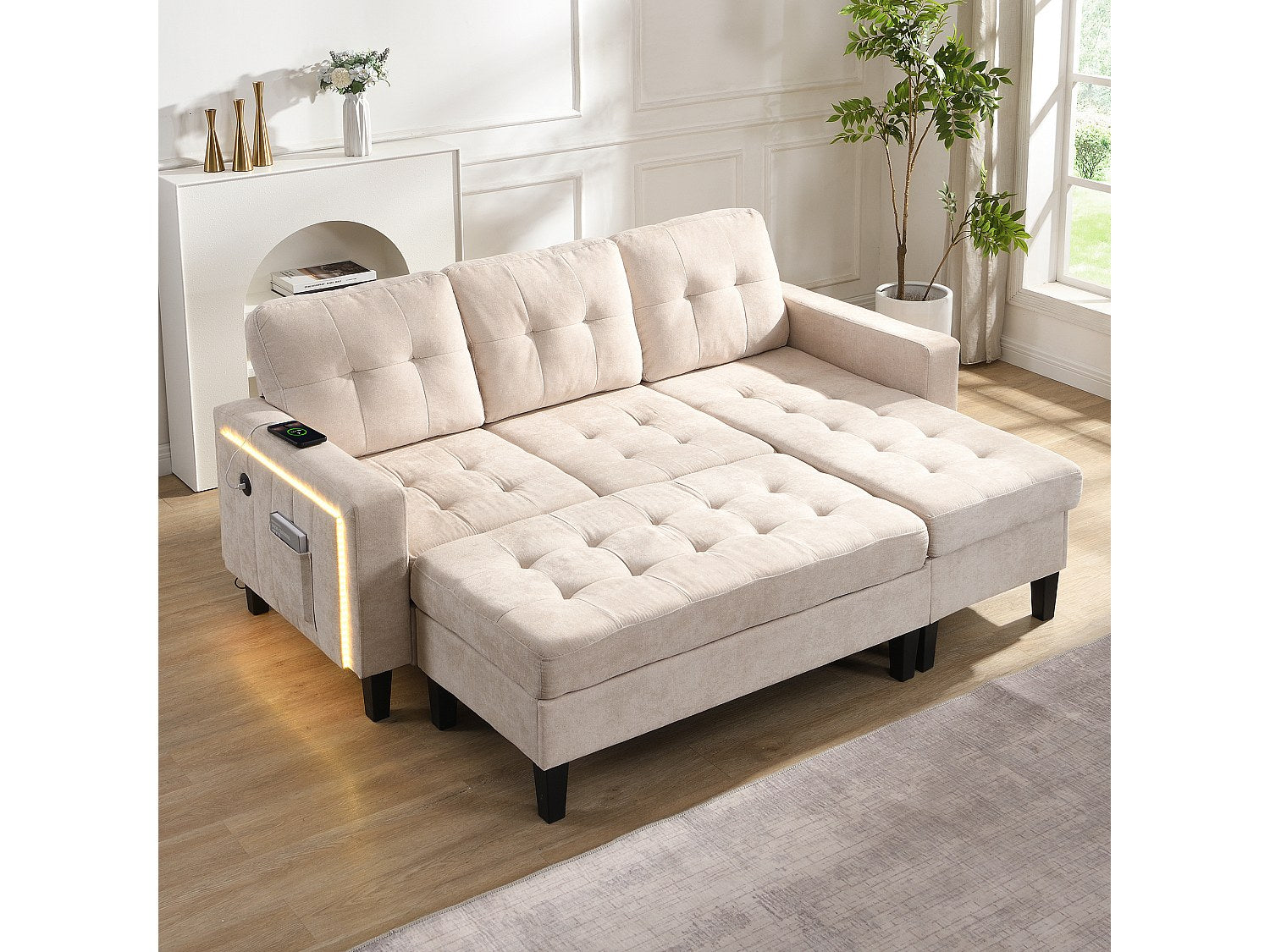 Canapé modulable 3 places beige