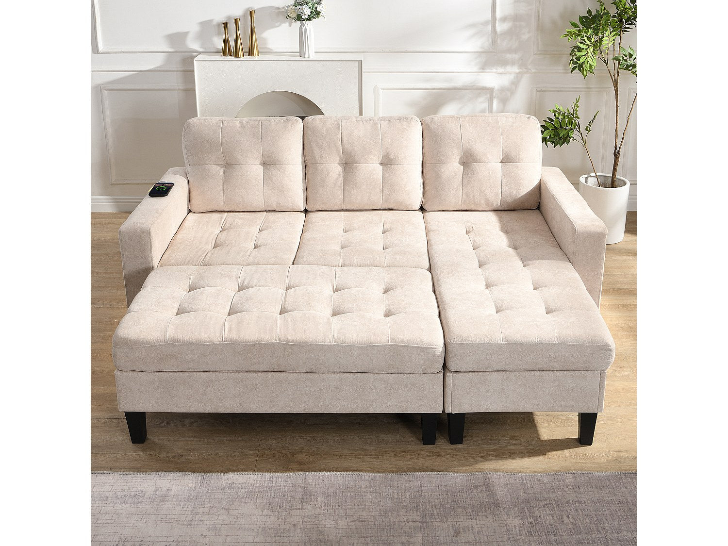 Canapé modulable 3 places beige
