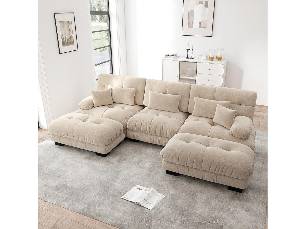 Canapé modulable gris tissu