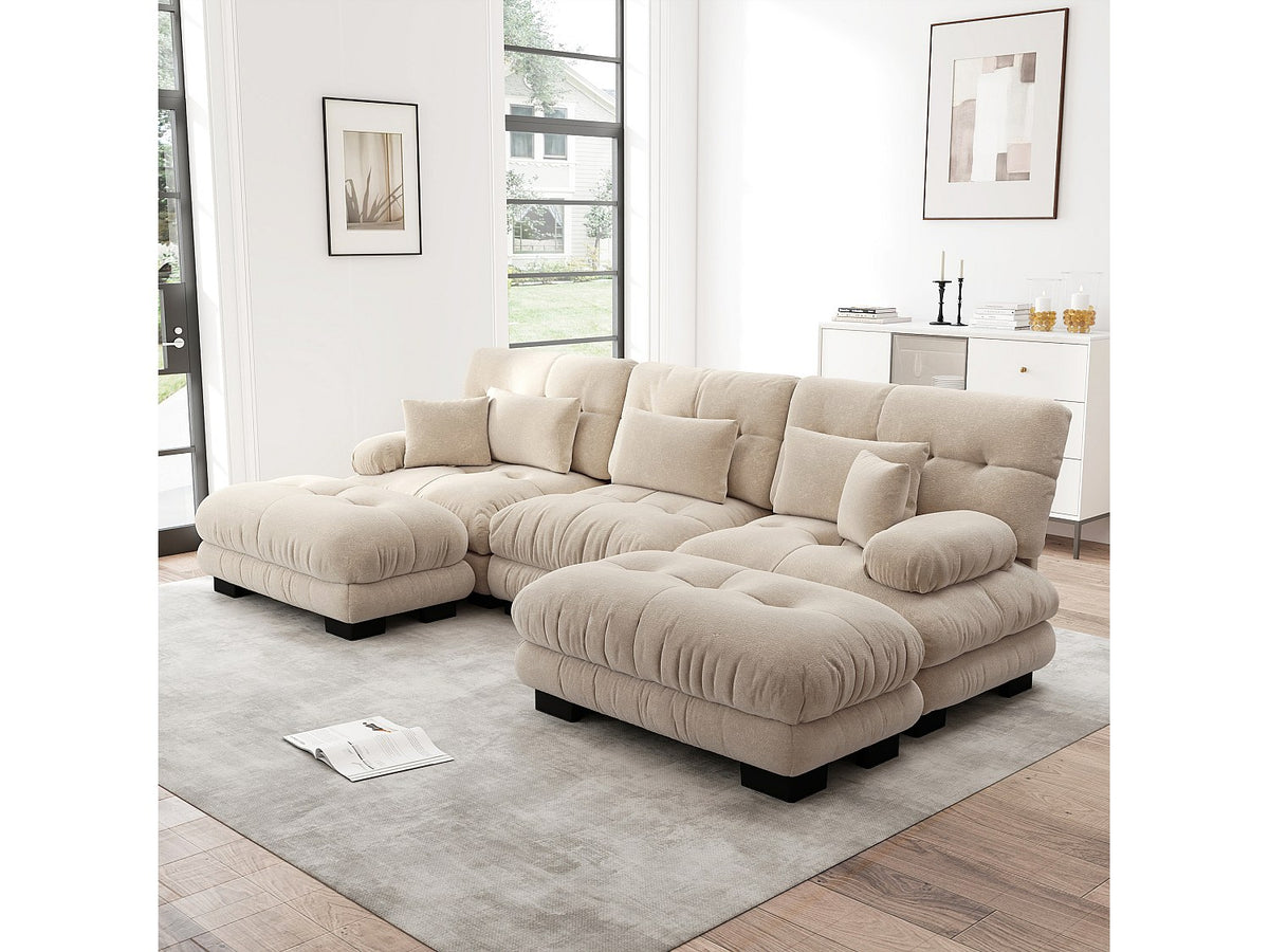 Canapé modulable gris tissu