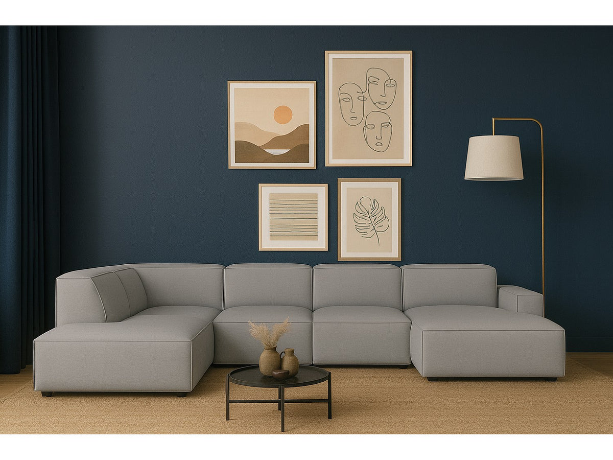 Canapé modulable gris tissu