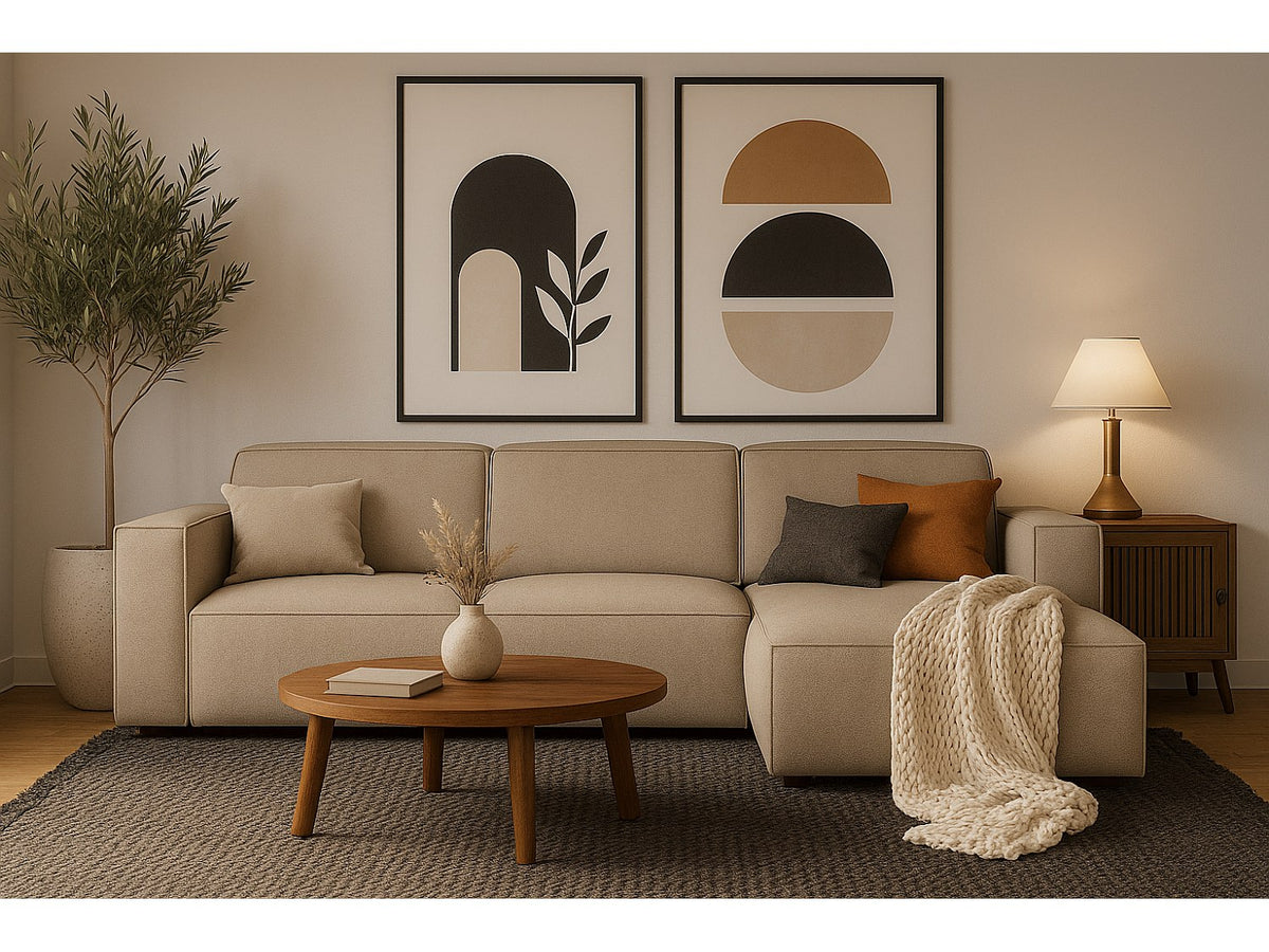 Canapé modulable beige tissu