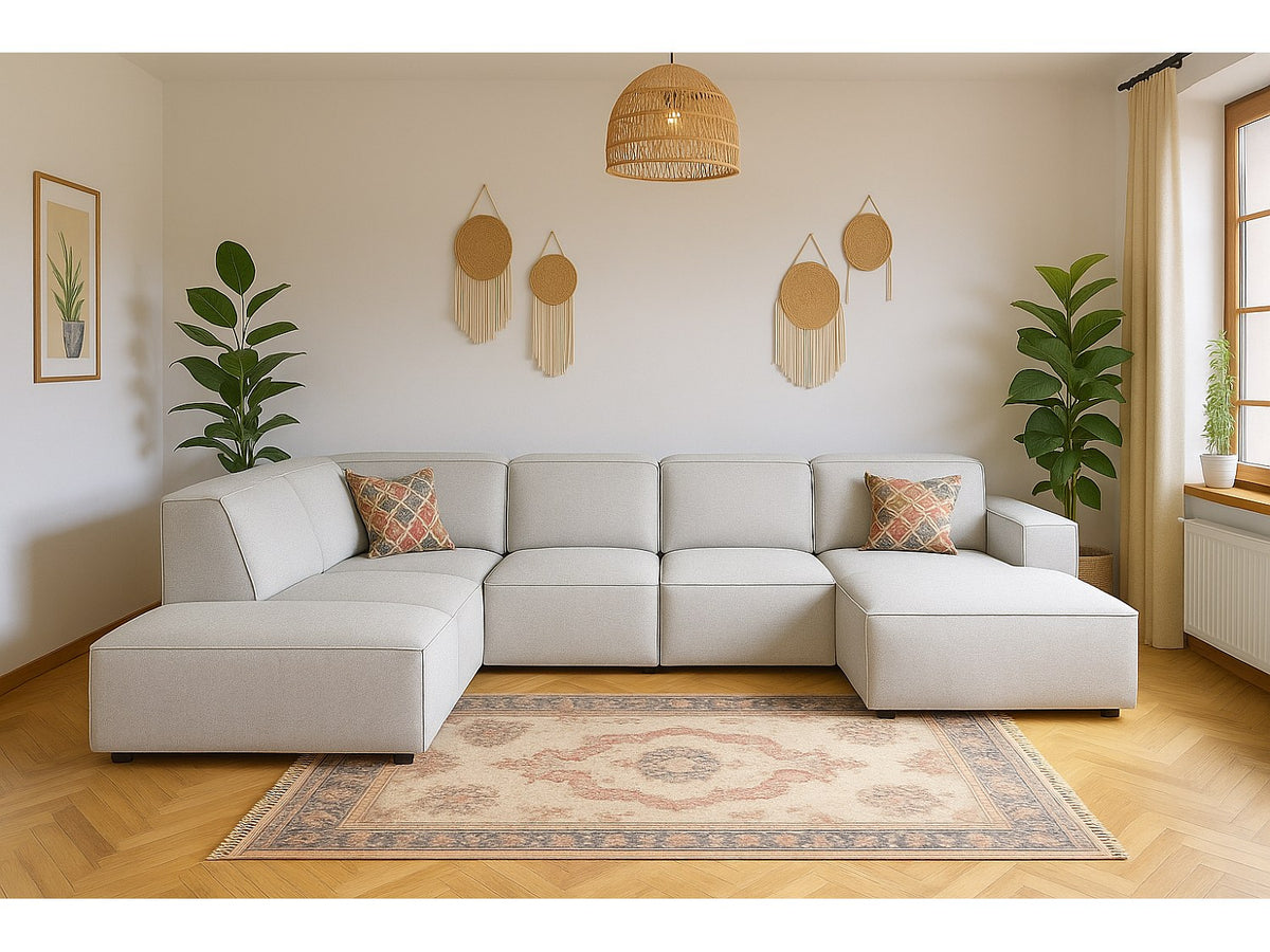Canapé modulable gris tissu