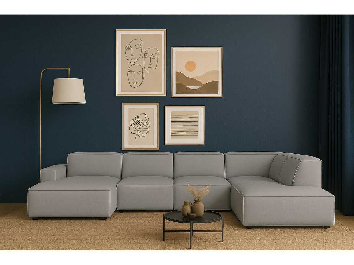 Canapé modulable gris tissu