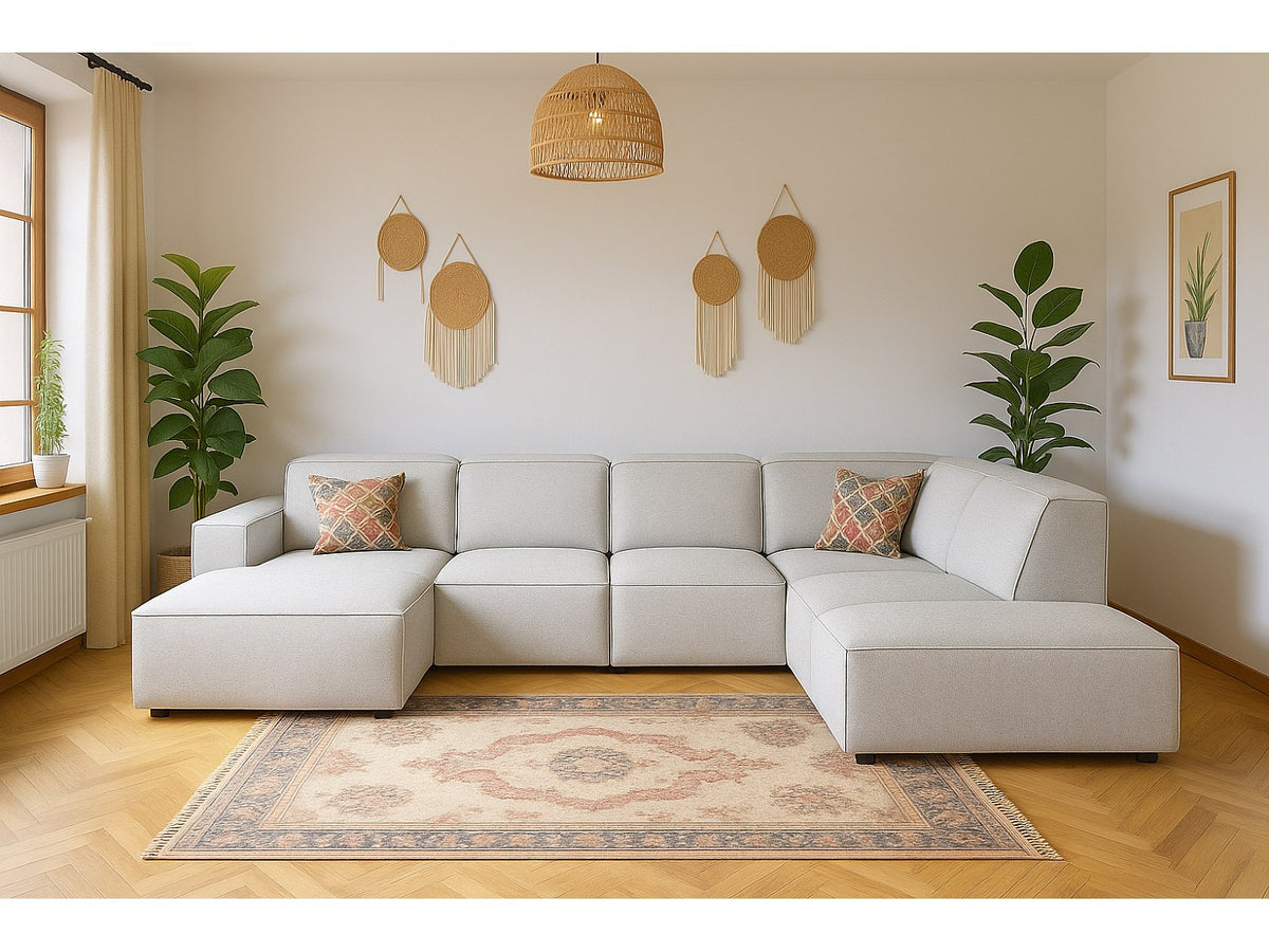 Canapé modulable gris tissu