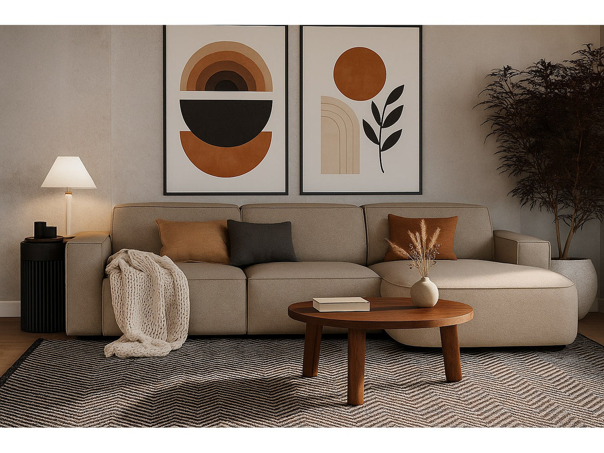 Canapé modulable beige tissu