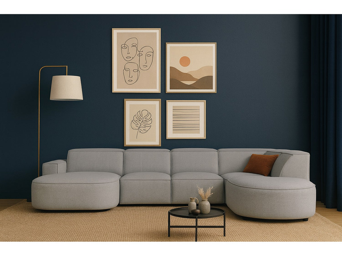 Angle pour canapé modulable gris tissu