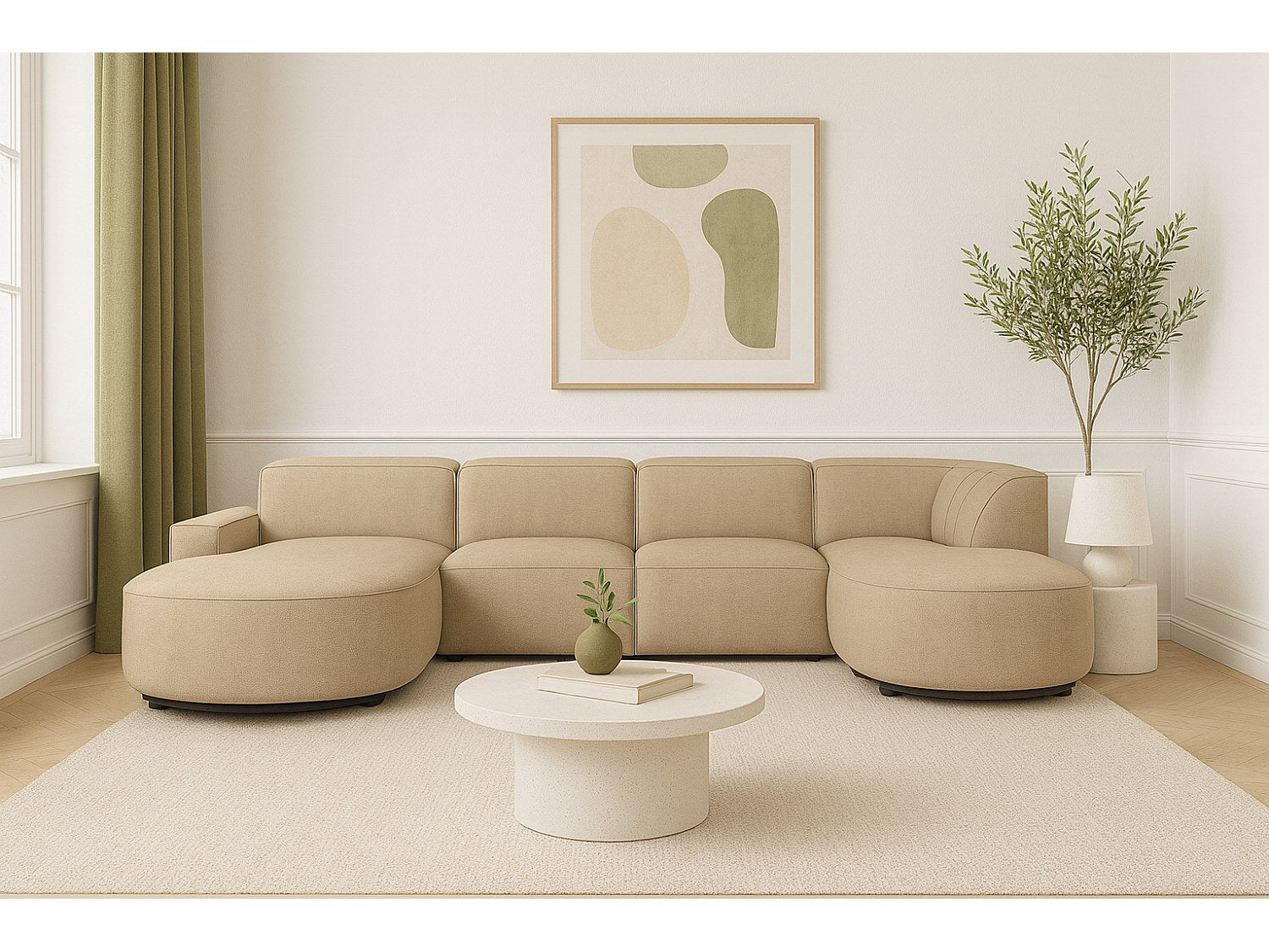 Angle pour canapé modulable marron tissu