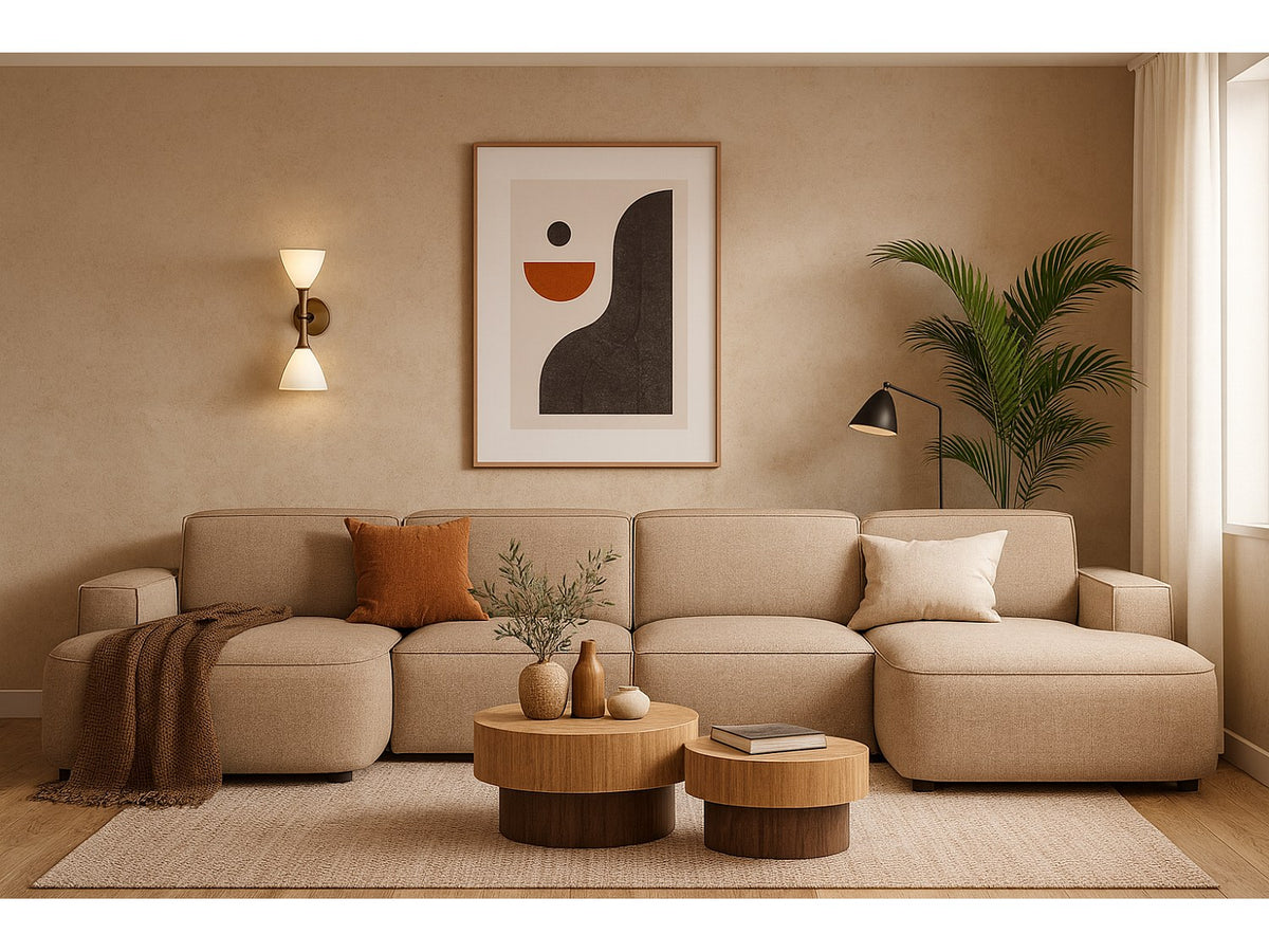 Canapé modulable beige tissu