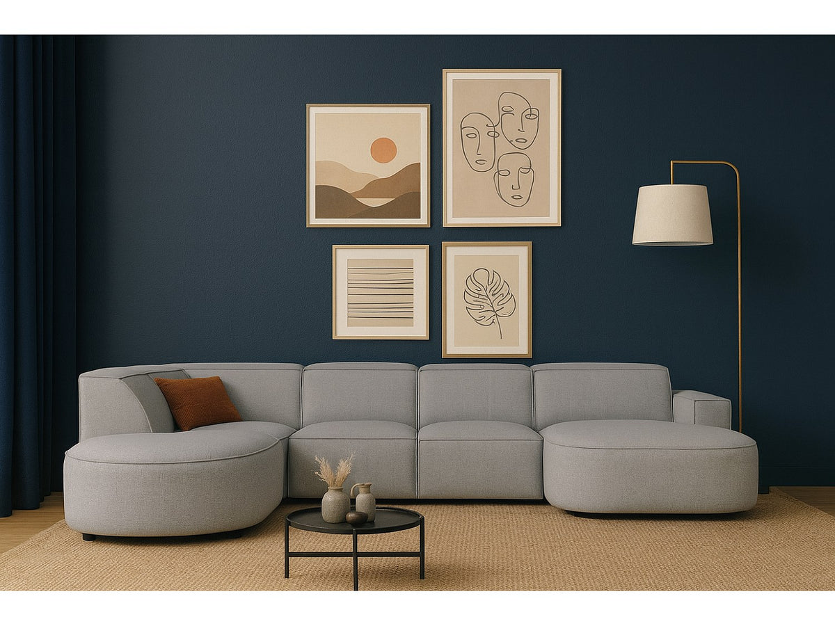 Angle pour canapé modulable gris tissu