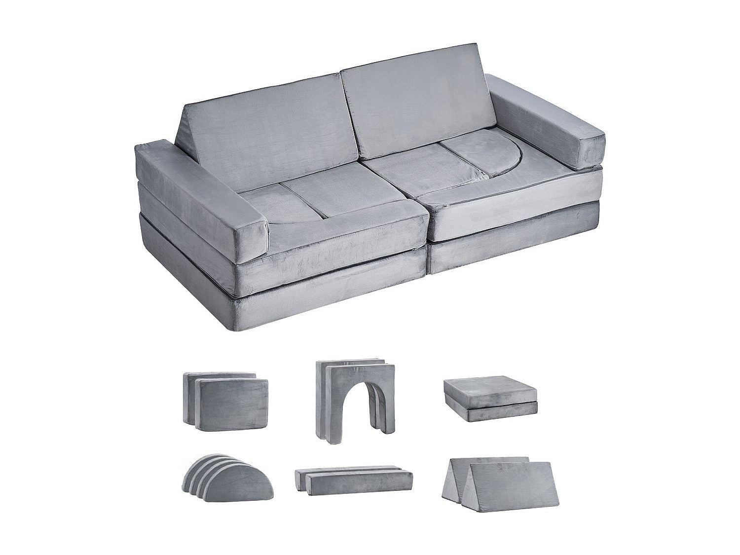 Canapé modulable convertible gris