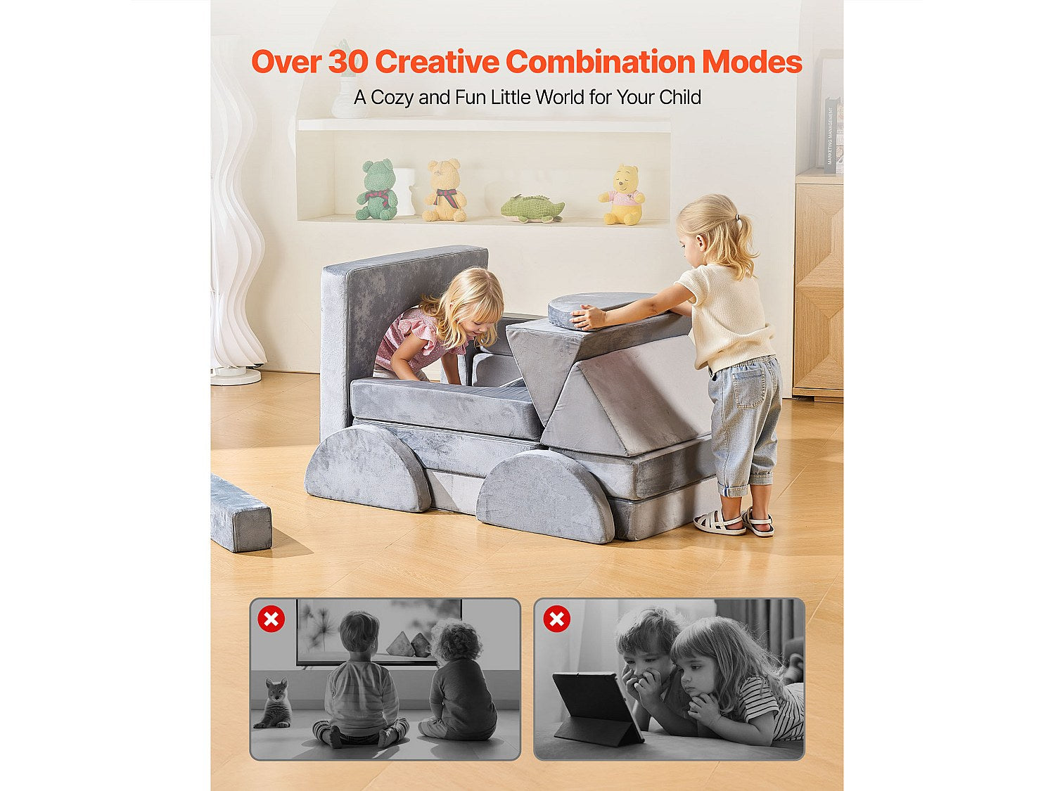 Canapé modulable convertible gris