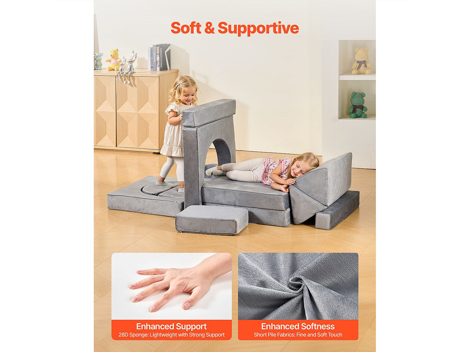 Canapé modulable convertible gris