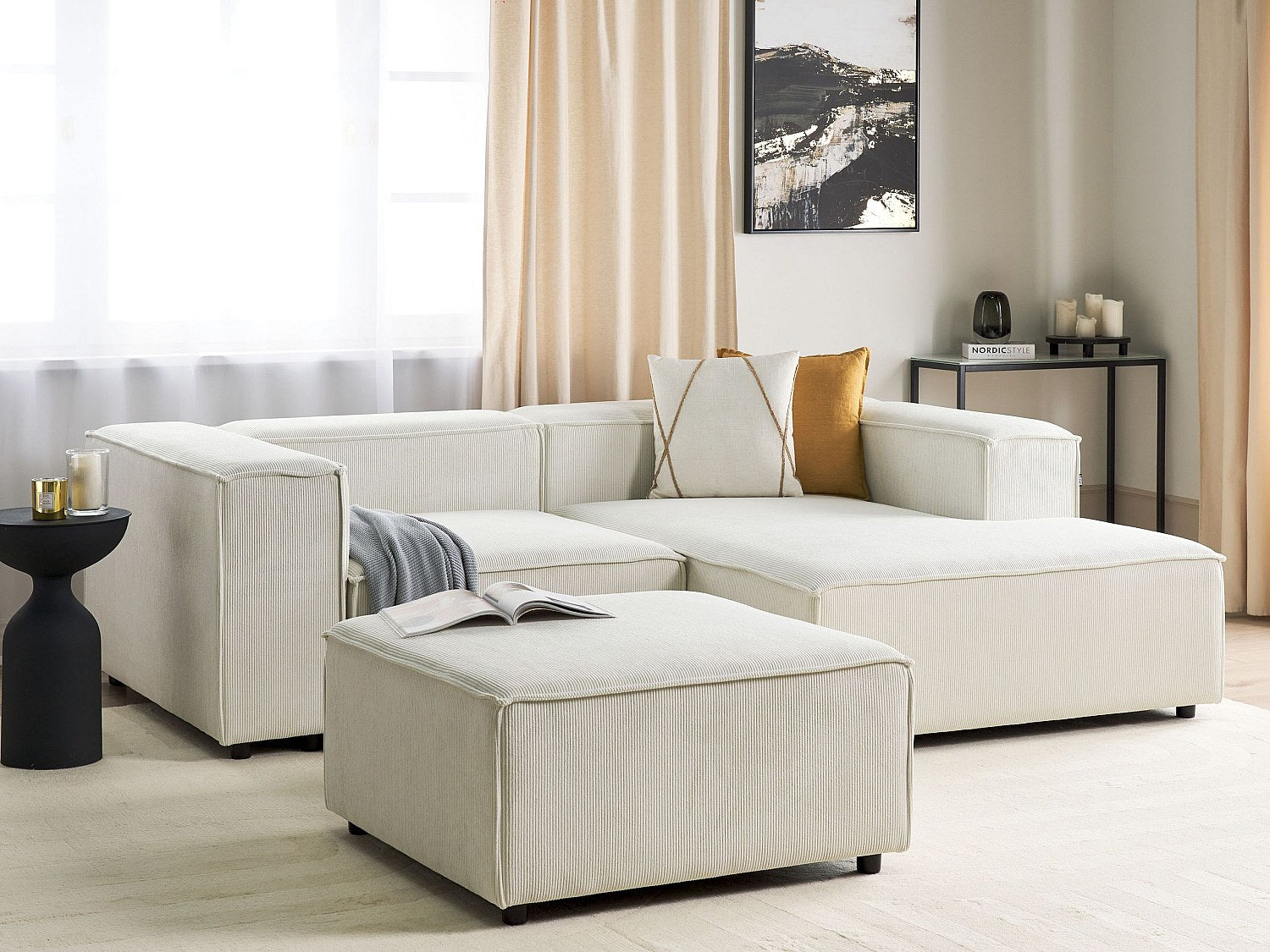 Angle pour canapé modulable 3 places blanc velours
