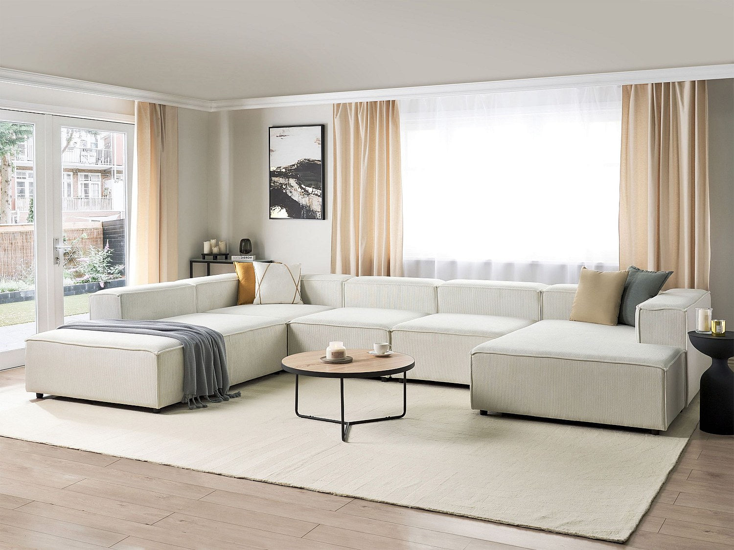 Angle pour canapé modulable 5 places blanc velours
